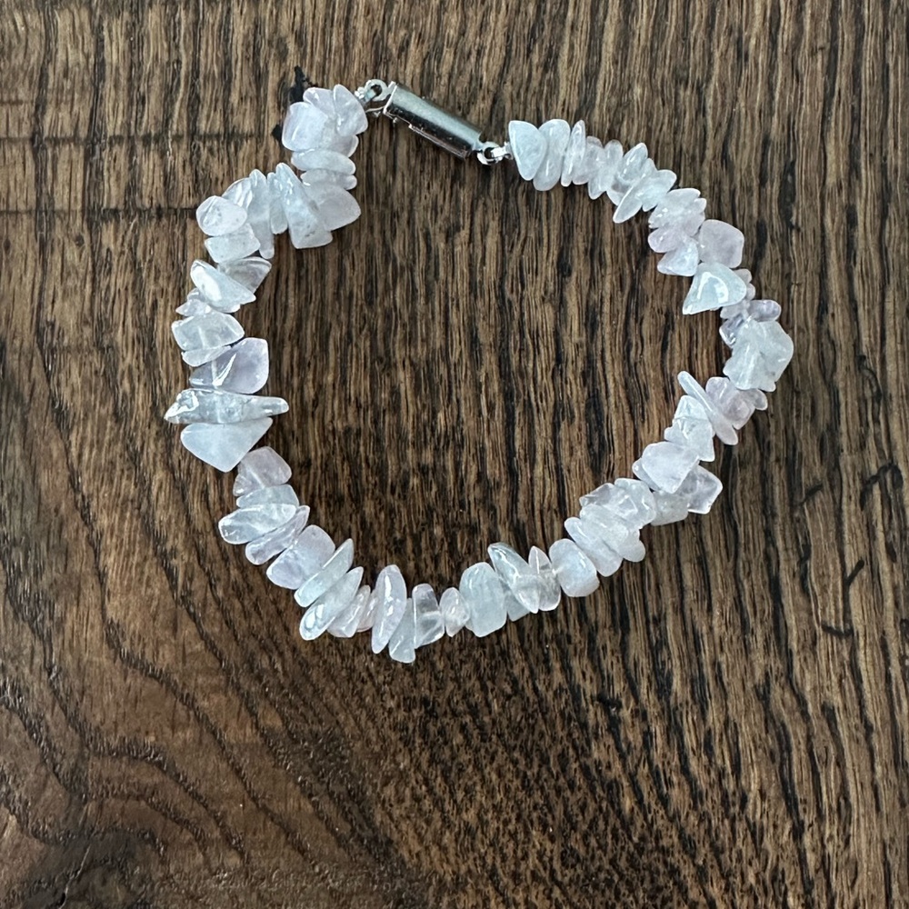 Rose Quartz Chip Bracelet | Natural Stone Minimalist Jewelry